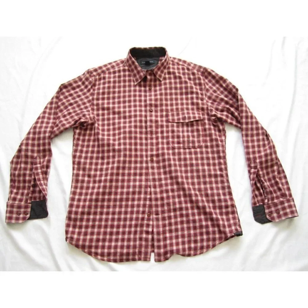 Men Banana Republic Button Up Plaid Cotton Long Sleeve Shirt Sz 16-16.5 L(MT142)
